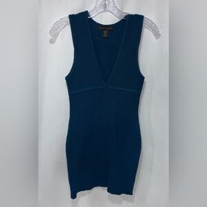 House of Harlow 1960 Luxe Essentials Ribbed Knit V-Neck Mini Dress